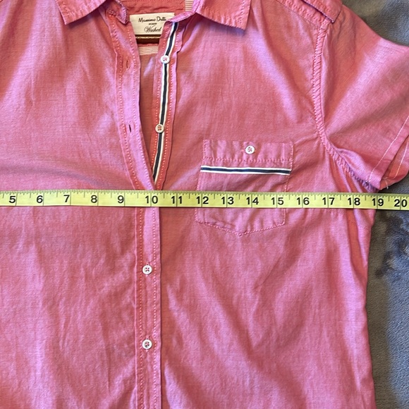 MASSIMO DUTTI | 100% Cotton Short Sleeve Military Button Down Shirt- sz S/M - Picture 7 of 10